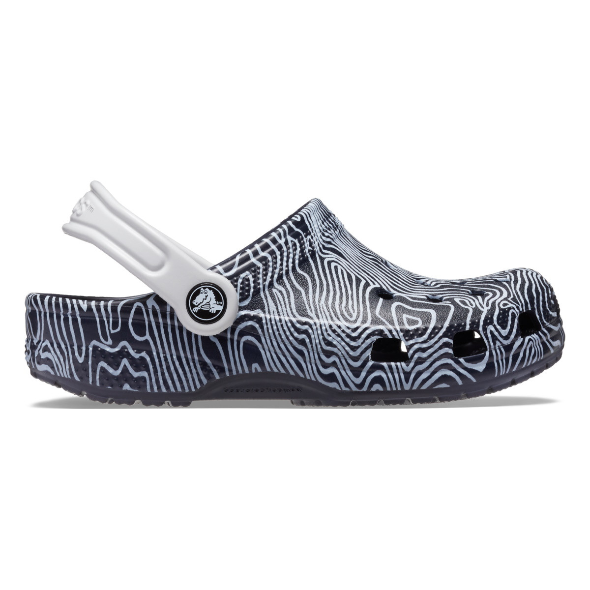 Saboti Crocs Classic Topographic Clog Kids Albastru - Deep Navy/Multi - imagine 8